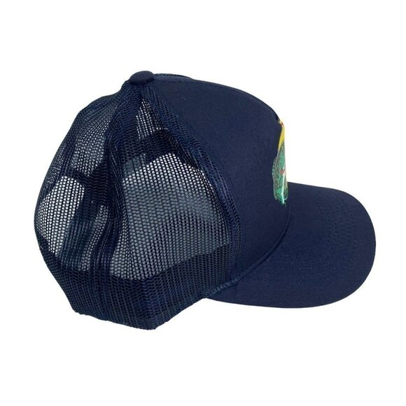 Bass Pro Shops Navy Blue Printed Logo Trucker Mesh Hat Snapback Closure NEW - Picture 4 of 9